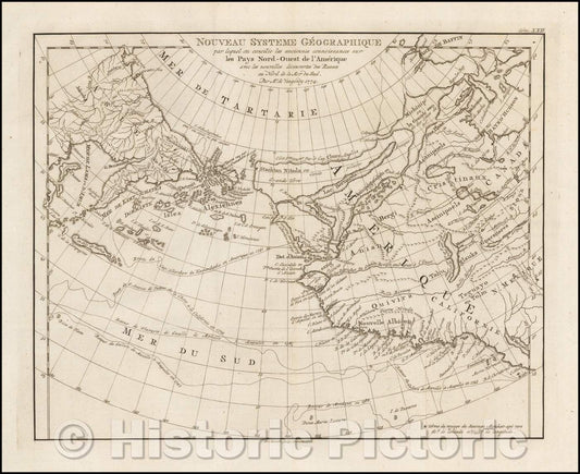 Historic Map - Nouveau Systeme Geographique par lequel on concilie les anciennes connoissances sur les Pays nord-ouest de l'Amerique avec les nouvelles decouvertes, 1777 - Vintage Wall Art