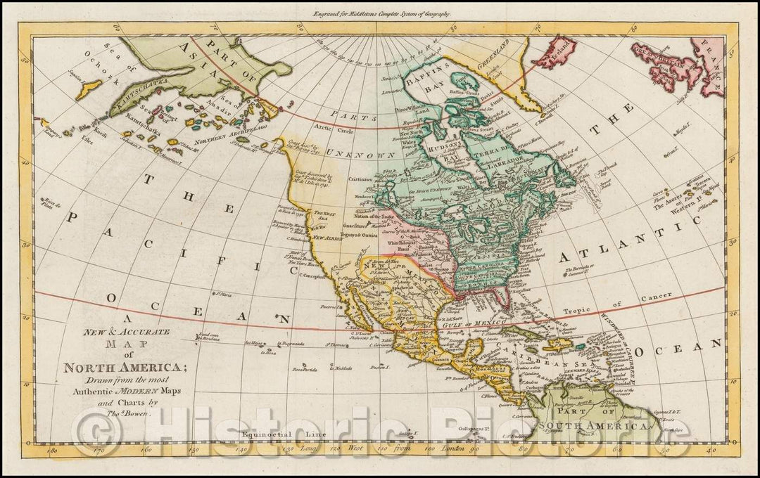 Historic Map - A New & Accurate Map of North America, 1770, Thomas Bowen - Vintage Wall Art