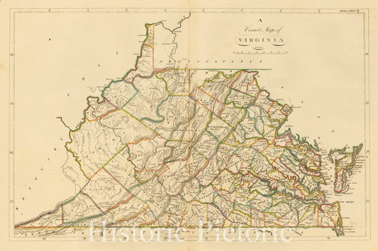 Virginia - State Map, 1814 | Historical Map Print from Carey's General Atlas