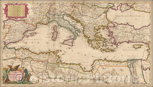 Historic Map - La Mer Mediterranee divisee en ses Principales Parties ou Mers, 1700, Gerard Valk v2