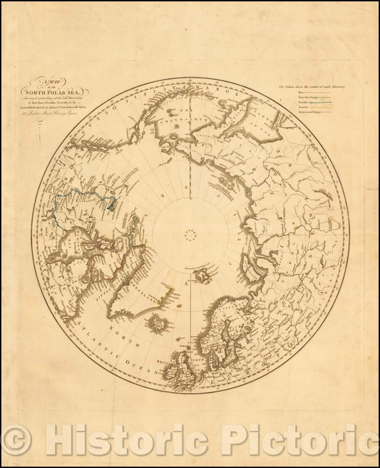 Historic Map - North Polar Sea, shewing & connecting all the latest Discoveries, 1824, Addison & Co. - Vintage Wall Art