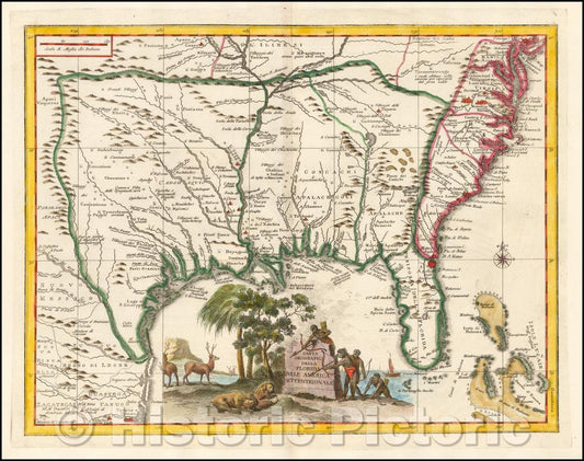 Historic Map - Carta Geografica Della Florida Nell America Settentrionale, 1740, Giambattista Albrizzi v3