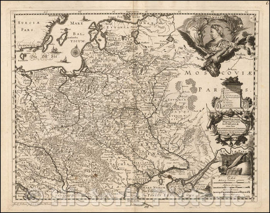 Historic Map - Nova totius Regni Poloniae Mangique Ducatus Lituaniae cum suis Palatinabus, 1675 - Vintage Wall Art