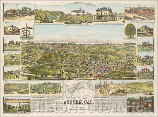 Historic Map - Auburn, Cal. Presented With Compliments of W.B. Lardner, Real Estate Agent, Att'y-at-Law & Notary Public, Auburn, Placer Co. Cal, 1887 v4