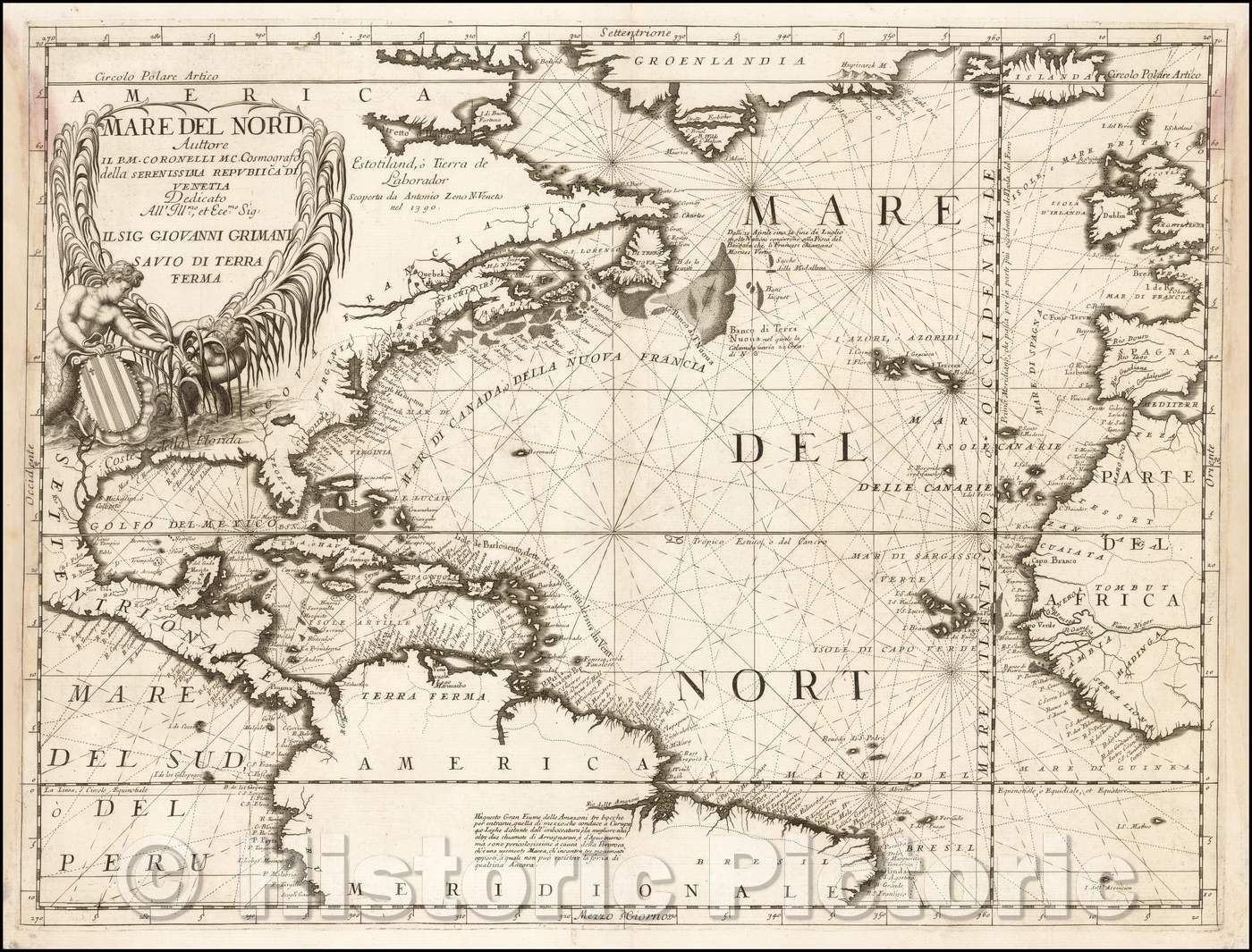 Historic Map - Mare Del Nord Auttore Il P.M. Coronelli, 1691, Vincenzo Maria Coronelli v3