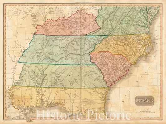 Historic Map - United States of America, Southern Part, 1809, John Pinkerton v3