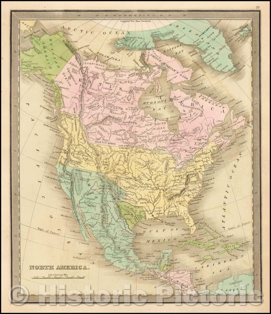 Historic Map - North America (Republic of Texas), 1842, Jeremiah Greenleaf - Vintage Wall Art
