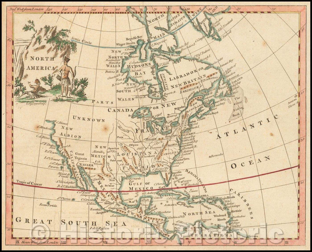 Historic Map - North America, 1754, Thomas Jefferys - Vintage Wall Art