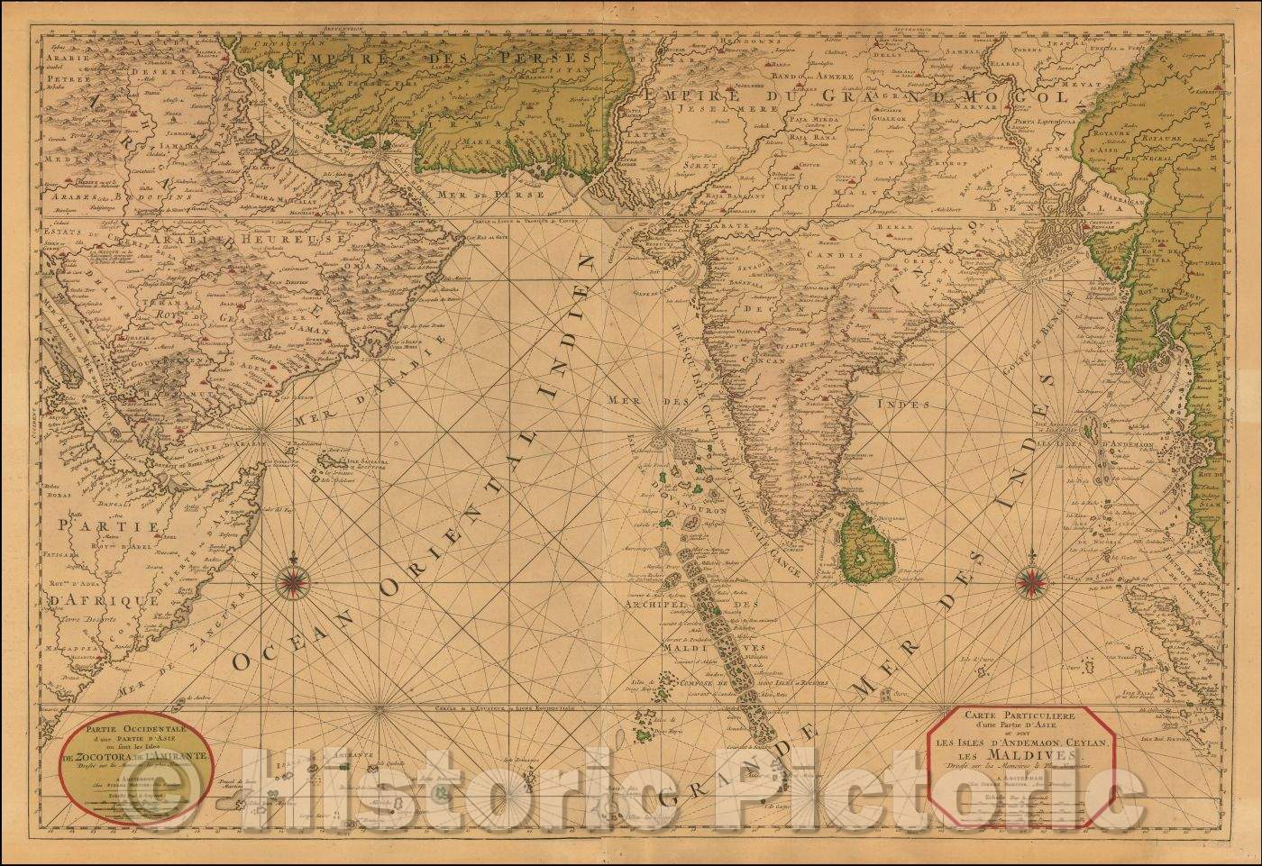 Historic Map - Carte Particuliere d'une Partie d'Asie ou sont Les Isles D'Andemaon, Ceylan, Les Maldives, 1700, Pieter Mortier v1