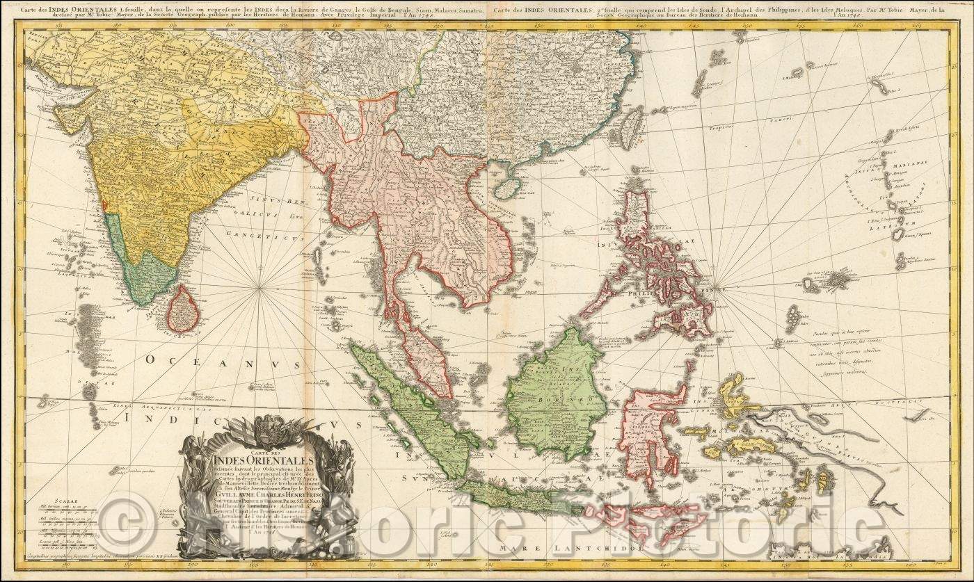 Historic Map - Carte Des Indes Orientales dessinee suivant les Observations les plus recentes dont le principal est tiree des Cartes hydrographiques, 1748 v3