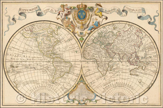 Historic Map - Mappemonde a l'usage du Roy Par Guillaume Delisle 1er.-Geographe de S.M. 1720. Augmentee en 1755 des Nouvelles Decouvertes, 1755 v2