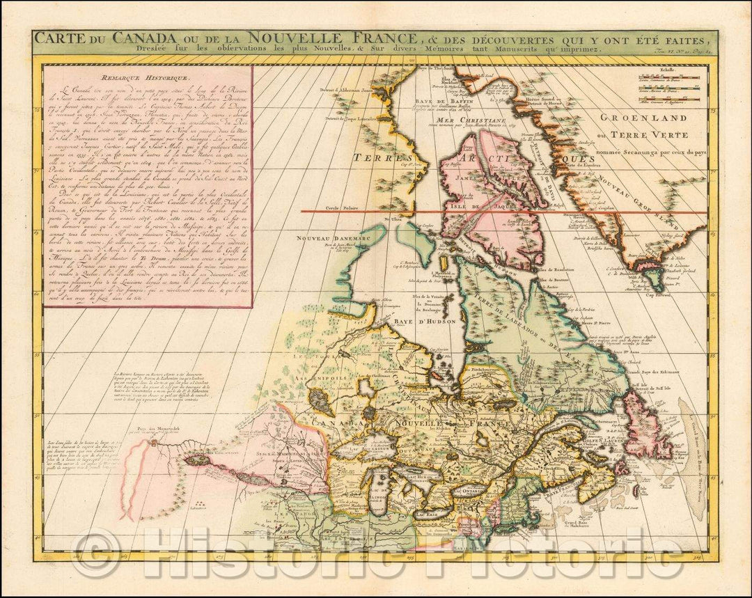 Historic Map - Carte Du Canada ou de la Nouvelle France, Des Decouvertes, 1719, Henri Chatelain v1