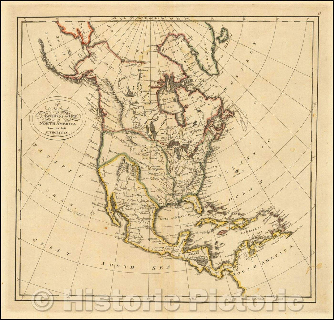 Historic Map - A New and Accurate Map of North America from the best Authorities, 1814, Mathew Carey - Vintage Wall Art