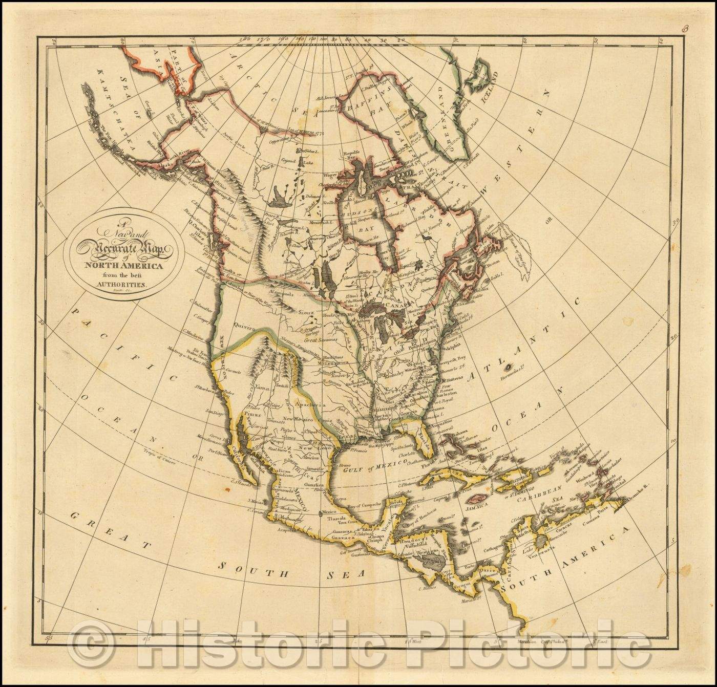 Historic Map - A New and Accurate Map of North America from the best Authorities, 1814, Mathew Carey - Vintage Wall Art