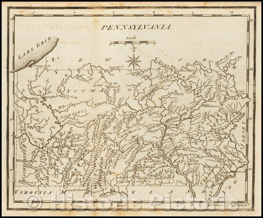 Historic Map - Pennsylvania, 1795, Joseph Scott - Vintage Wall Art