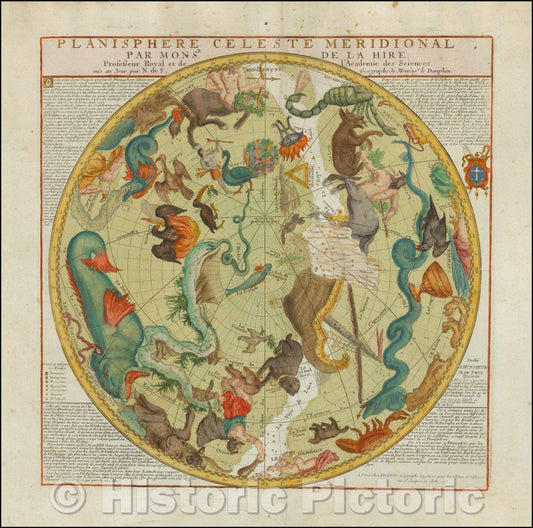 Historic Map - Planisphere Celeste Meridional Par Monsr. De La Hire, 1705, Nicolas de Fer v3