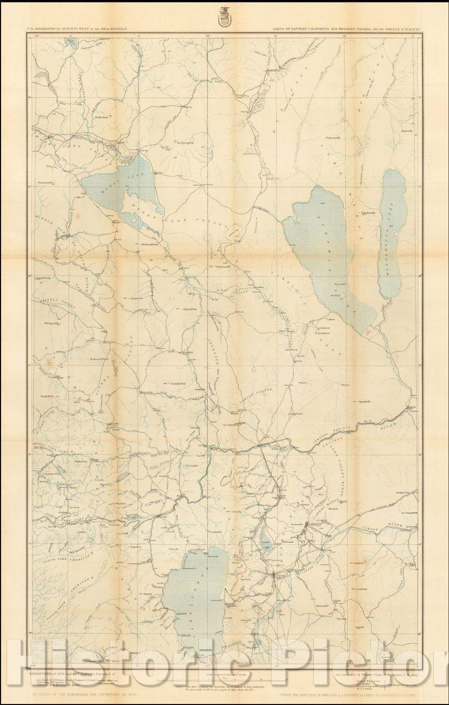 Historic Map - Map of Parts of Eastern California and Western Nevada, 1877, George M. Wheeler v2