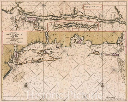 New Netherland Sea Chart: NY to Nantucket - 1687 Nautical Map Print