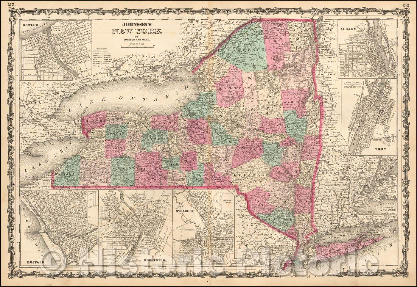 Historic Map - Johnson's New York, 1863, Benjamin P Ward v1