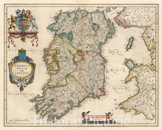 Hibernia Regnum (Ireland) - 1640s Historical Map Print