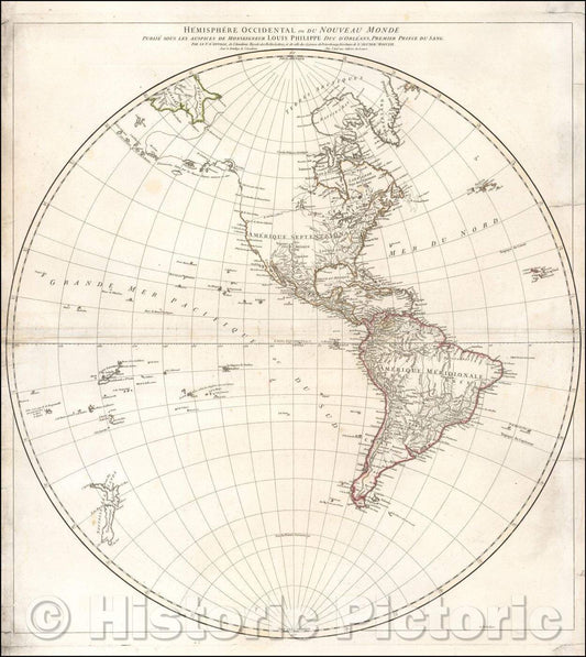 Historic Map - Hemisphere Occidental ou du Nouveau Monde, 1761, Jean-Baptiste Bourguignon d'Anville - Vintage Wall Art