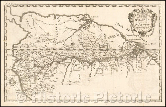 Historic Map - Cours De Fleuve Maragnon autre dit des Amazones Par le Samuel Fritz/Map of the Mara?n River, 1707, Samuel Fritz - Vintage Wall Art