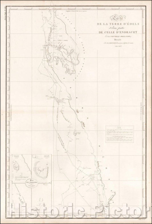 Historic Map - Carte de la Terre D'Edels et d'une partie De Celle D'Endracht (a la Nouvelle Hollande) :: Chart of Western Australia, 1812 - Vintage Wall Art