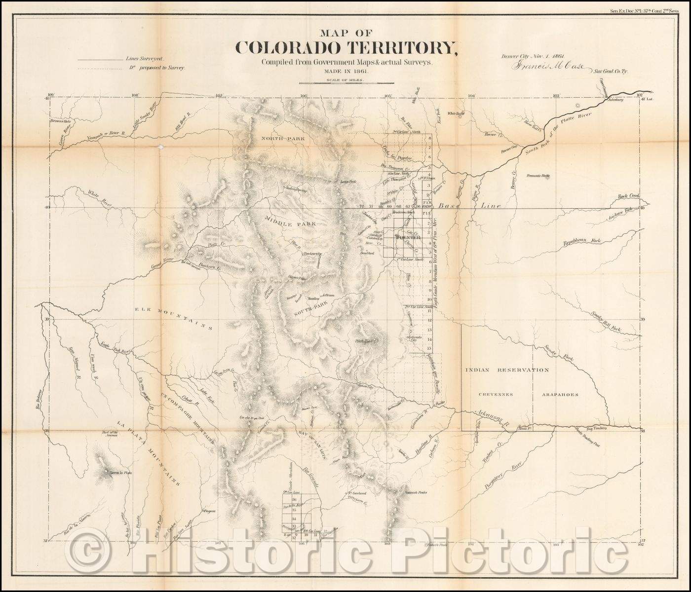 Historic Map - Map of Colorado Territory, 1861, General Land Office v2