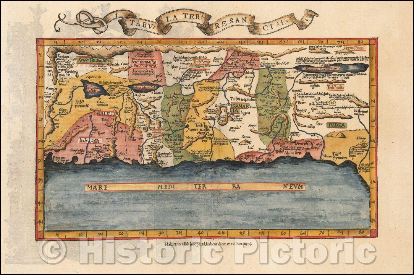 Historic Map - Tabula Terre Sanctae, 1525, Lorenz Fries - Vintage Wall Art