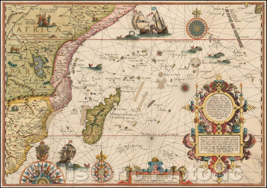 Historic Map - Delineatio Orarum Maritimarum, Terrae vulgo Indigetatae Terra do Natal, item Sofalae, Mozambicae, Melindae, 1596, Jan Huygen Van Linschoten v1