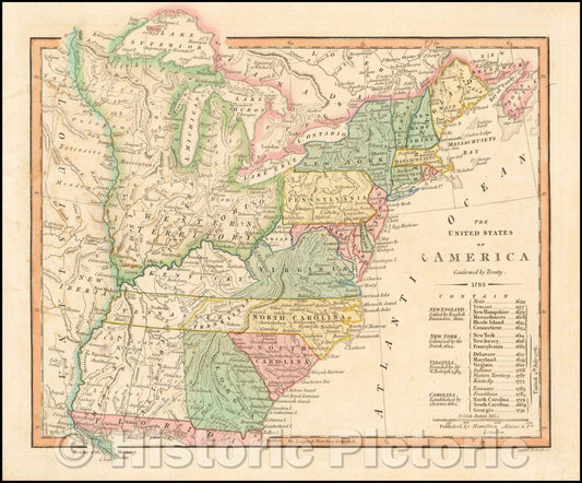 Historic Map - The United States of America Confirmed, 1827, Hamilton, Adams & Co. - Vintage Wall Art