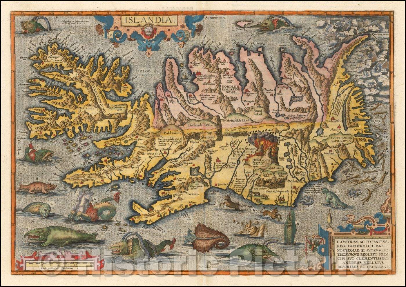 Historic Map - Islandia, 1592, Abraham Ortelius - Vintage Wall Art