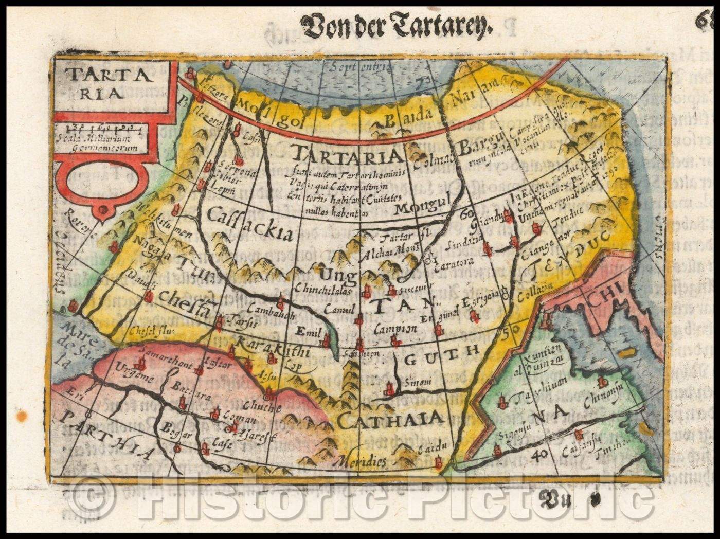 Historic Map - Tartaria, 1600, Petrus Bertius - Vintage Wall Art