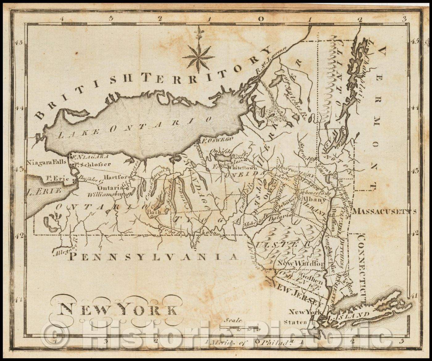 Historic Map - New York, 1795, Joseph Scott - Vintage Wall Art