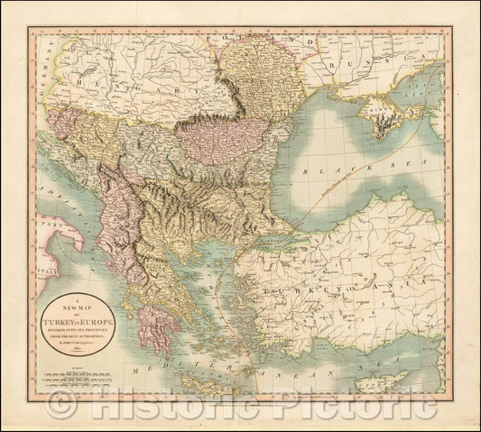 Historic Map - A New Map of Turkey In Europe, Divided into its Provinces, 1801, John Cary - Vintage Wall Art