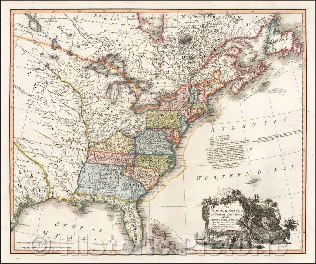 Historic Map - The United States of North America with the British Territories And Those of Spain, according to the Treaty, 1809, William Faden v4