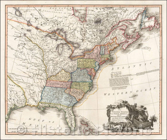 Historic Map - The United States of North America with the British Territories And Those of Spain, according to the Treaty, 1809, William Faden v4