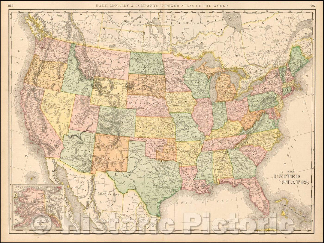 Historic Map - The United States of America, 1898, Rand McNally & Company - Vintage Wall Art