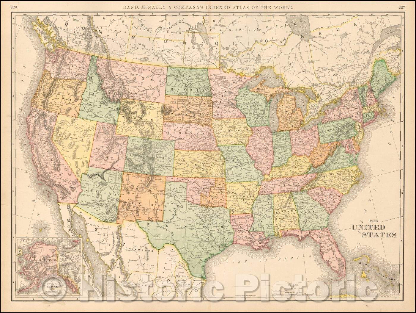 Historic Map - The United States of America, 1898, Rand McNally & Company - Vintage Wall Art