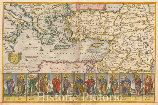 Eastern Mediterranean - Apostles Voyages Map, 1680 ca | Historical Map Print
