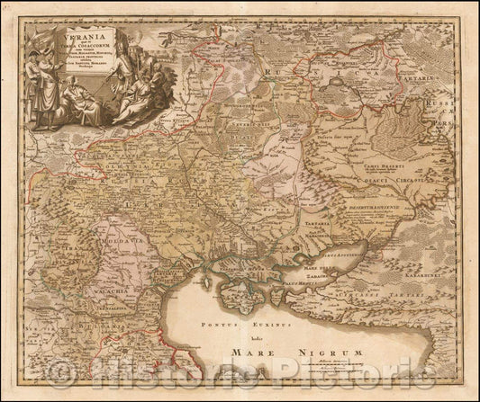 Historic Map - Ukrania quae et Terra Cosaccorum cum vicinis Walachiae, Moldoviae, Minoris q. Tartariae, Provincus exhibita, 1720, Johann Baptist Homann v3