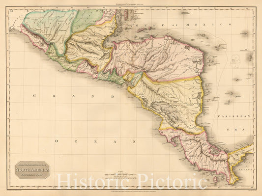 Central America - Regional Map, 1811 | Historical Map Print