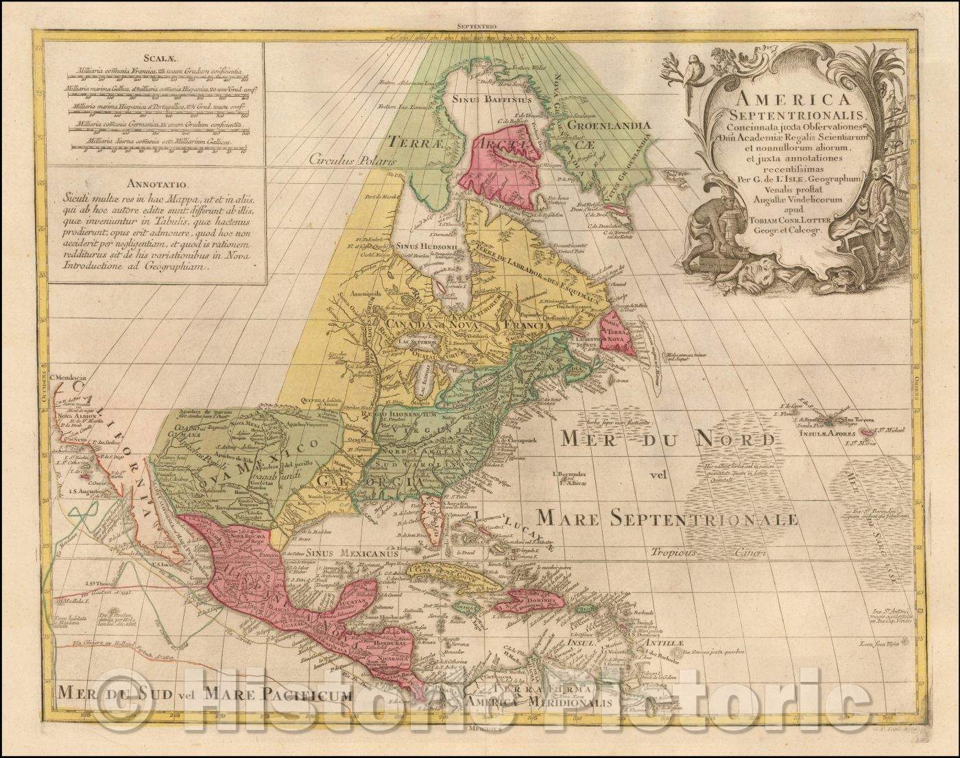 Historic Map - America Septentrionalis Concinnata juxta Observationes, 1760, Tobias Conrad Lotter v2