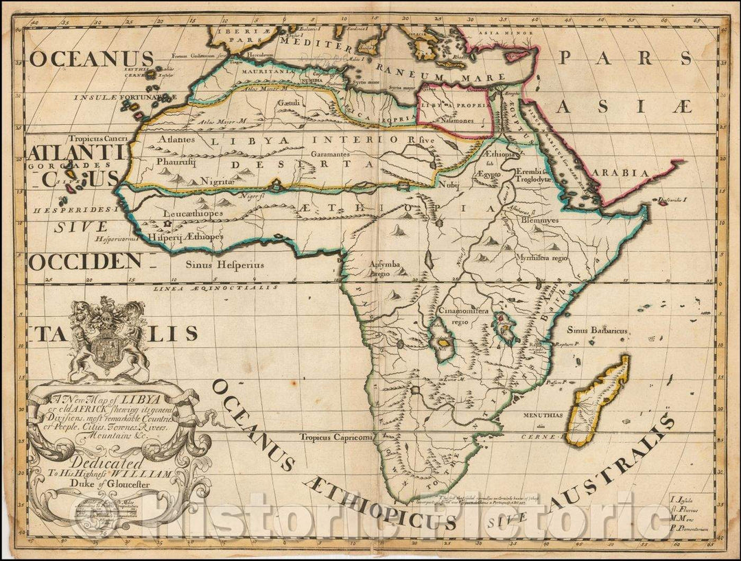 Historic Map - Libya or old Africk Shewing it's General Divisions, most remarkable Countries or People, Cities, 1700, Edward Wells - Vintage Wall Art