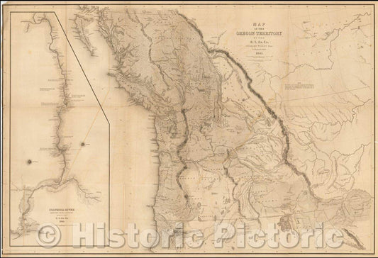 Historic Map - Map of the Oregon Territory, 1841, Charles Wilkes - Vintage Wall Art