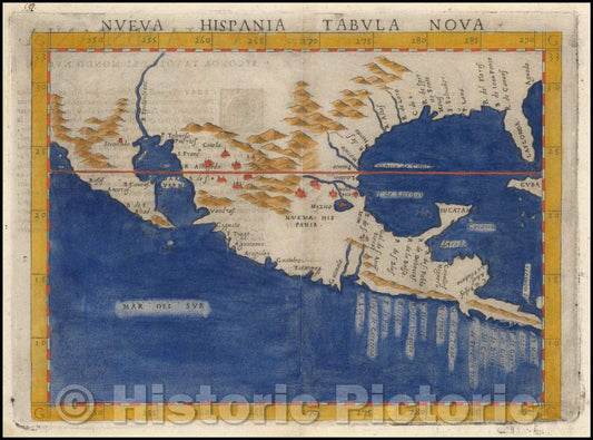 Historic Map - Nueva Hispania Tabula Nova, 1574, Girolamo Ruscelli - Vintage Wall Art