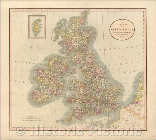 Historic Map - The British Isles, from the Latest Authorities, 1807, John Cary - Vintage Wall Art