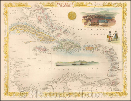 Historic Map - West India Islands, 1851, John Tallis v1
