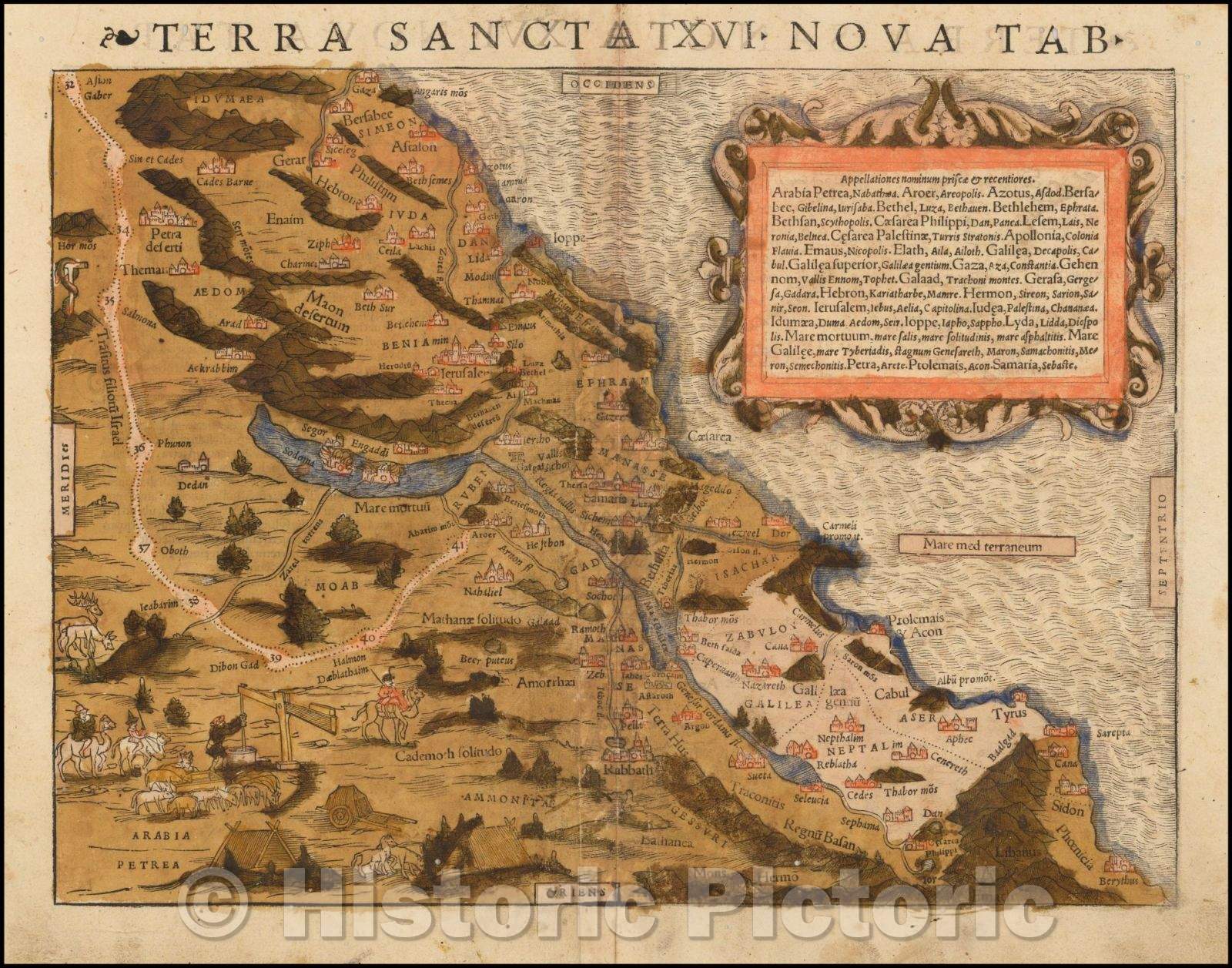 Historic Map - Terra Sancta XVI Nova Tab. (Old Color!), 1540, Sebastian M?nster - Vintage Wall Art