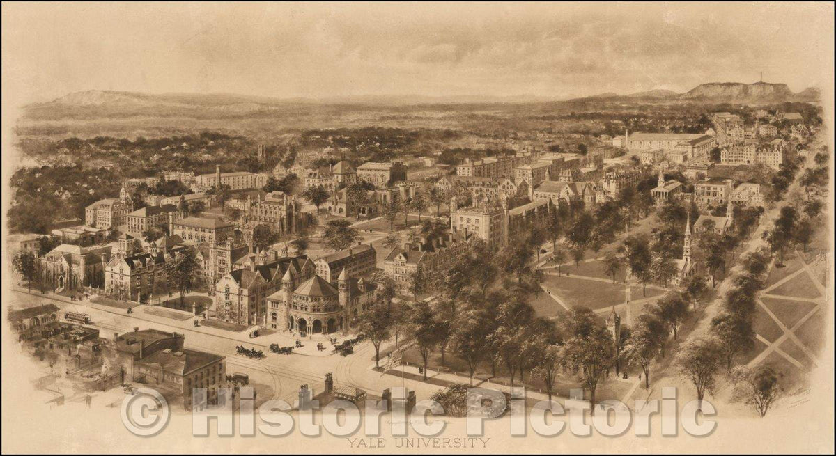 Historic Map - Yale University, 1906, Richard Rummell - Vintage Wall Art